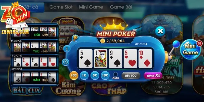 Mini game bao gồm trò chơi dễ tham gia, dễ trúng