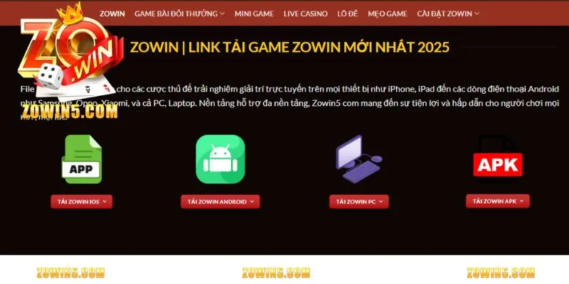 Quy trình tải Zowin web từ A - Z