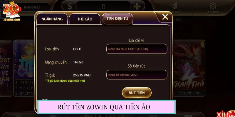 Rút Tiền ZOWIN - Quy Trình Đơn Giản, Nhận Tiền Liền Tay 3 Chi tiết cách rút tiền qua USDT